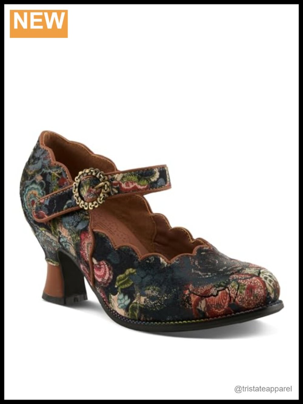 L'Artiste Adodora Mary Jane Pump Textile Leather Velvet Hook Loop - Picture 2 of 6